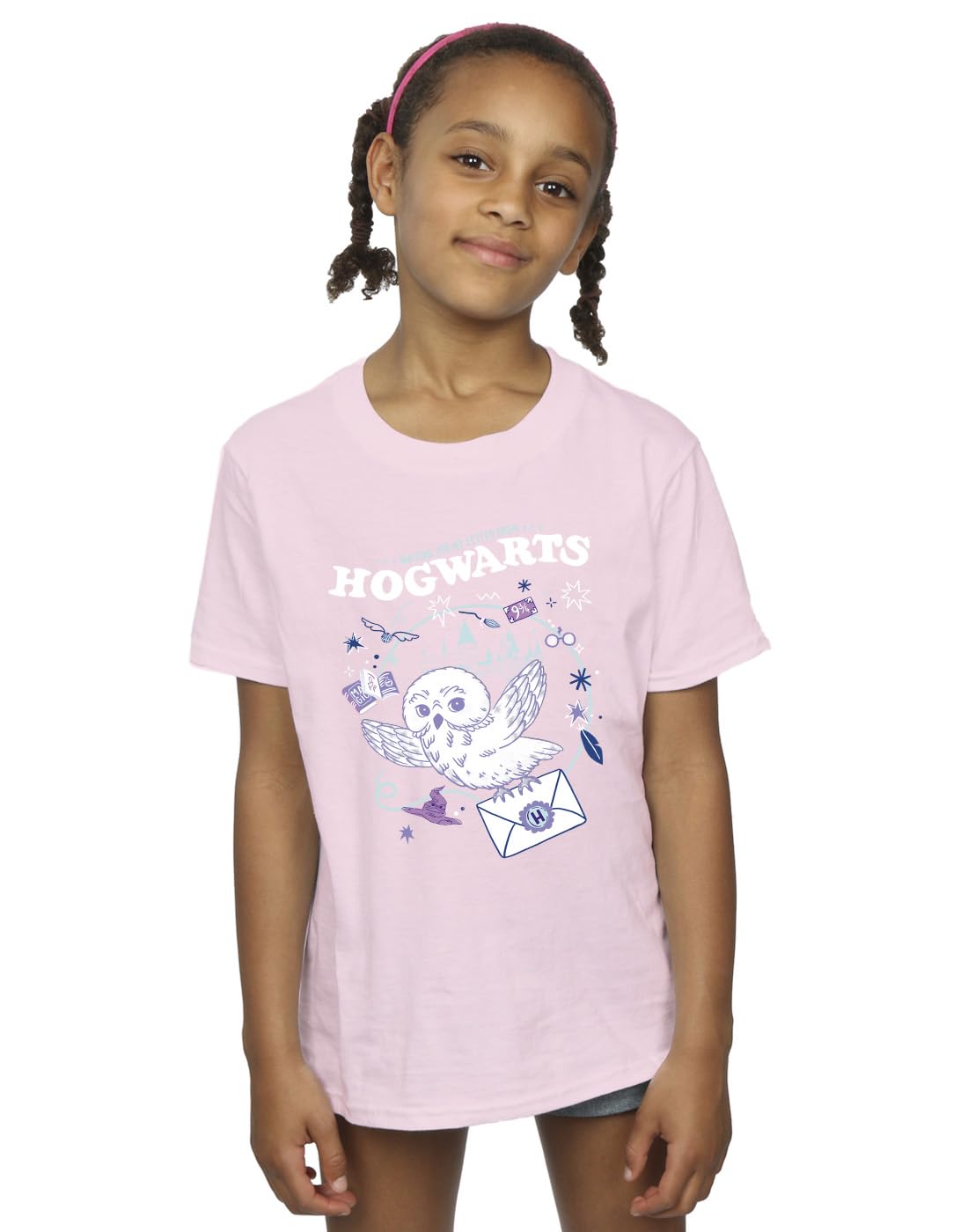 Harry Potter Girls Owl Letter from Hogwarts T-Shirt Baby Pink 9-11 Years