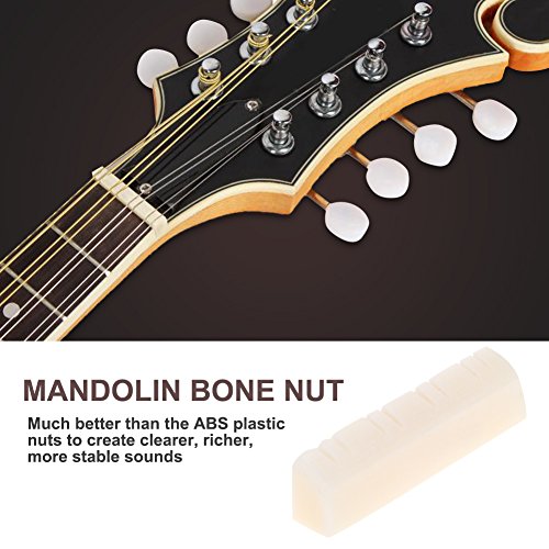 Alomejor Mandolin String Nut Bone Mandolin Bridge Saddle and Nut Instrument Replacement Accessories for 8 String Mandolin