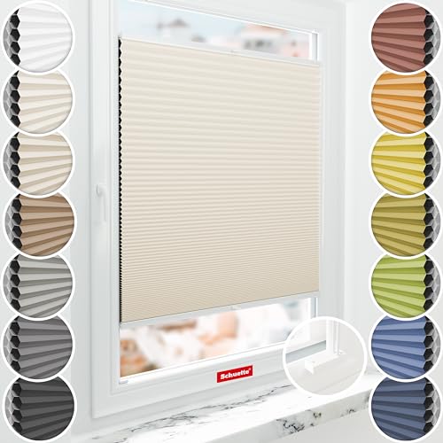 Schuette® Wabenplissee mit Bohren ● Blackout x Honey ● Calm Coast (Beige) ● 115x120cm (Breite x Höhe) ● Suprafix Halterungen Mit Bohren ● Bequeme Montage