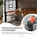 Gardner Pet Hundekäfig Möbel, 83cm Hundebox für Zuhause, Moderne Hundehütte Indoor mit 3 Türen und verstellbaren Näpfen, Hundehaus aus Metall und Holz für mittlere Hunde, 83x58x65 cm, Vintagebraun