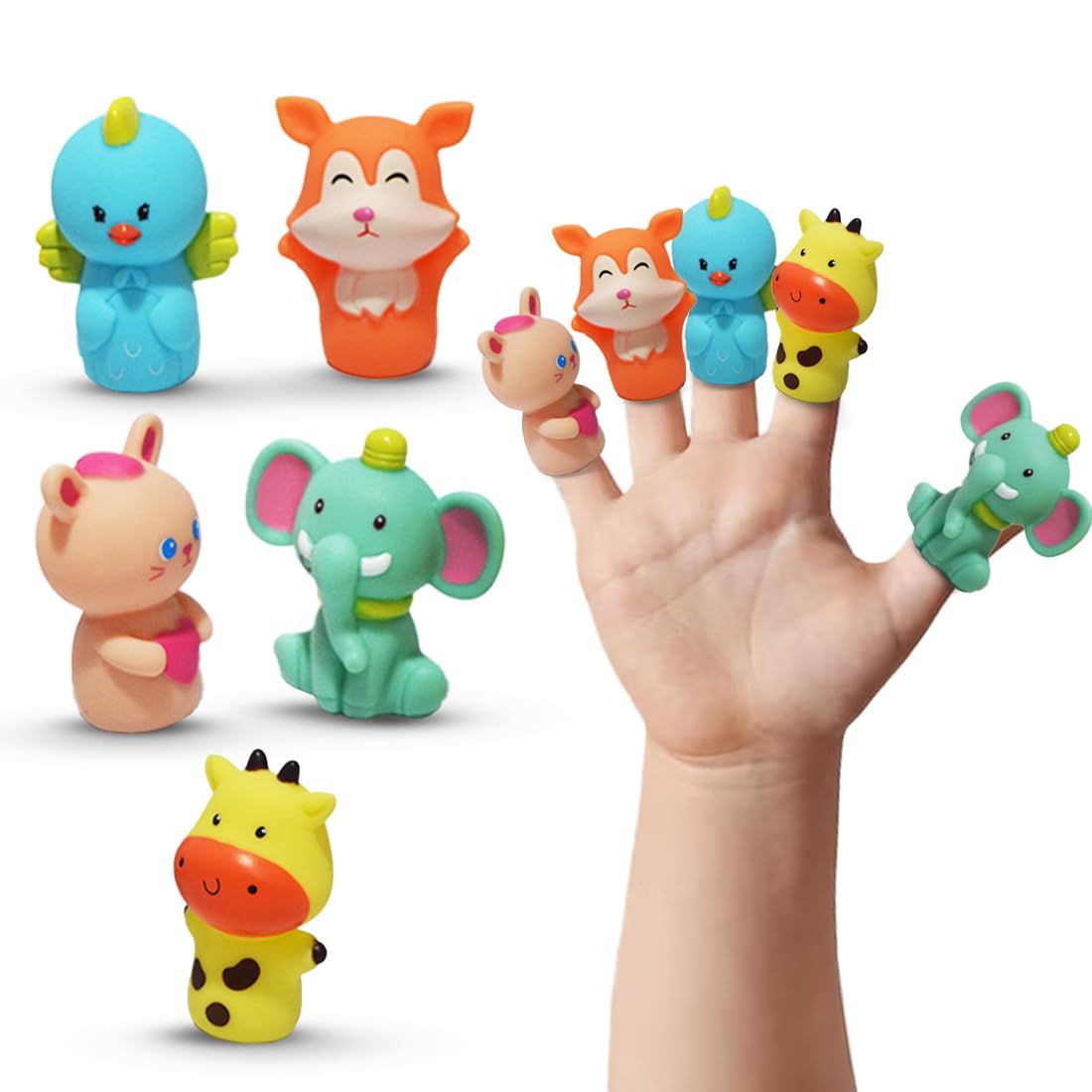 Wembley 5 Pcs Wild Animal Finger Puppet Toy for Kids Mini Rubber Figures Toy Boys Girls Party Favors, Shows Playtime, Schools, Return Gifts, Role Play Toys-image-48