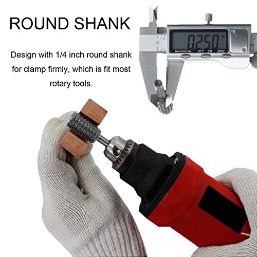 Rotary Burr Rasp Set - 5Pcs Wood Carving File Drill Bits, 1/4 Inch Round Shank Chisel Shaped Embossed Grinding Head Diy Woodworking Power Tools For Polishing, Grinding, Engraving #TOP5