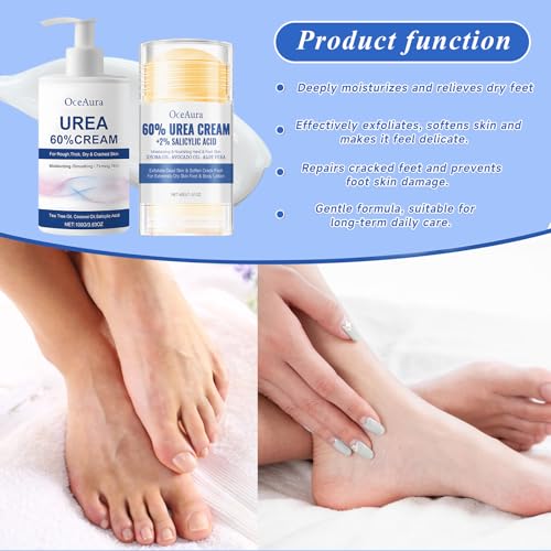 Crema Urea 60%,Crema De Urea,100g Cream Hidratante+40g Foot Cream Stick, para el Cuidado de los,para Secos y Agrietados,Manos,Codos - imagen 4