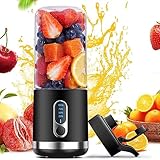 BESNOOW Portable Blender, Personal Blender for Shakes and Smoothies, 4000mAh USB Rechargeable, BPA Free 15.2 Oz 450ML Juicer Cup with 6 Blades Lid, Kitchen/Travel/Gym(Black), A8