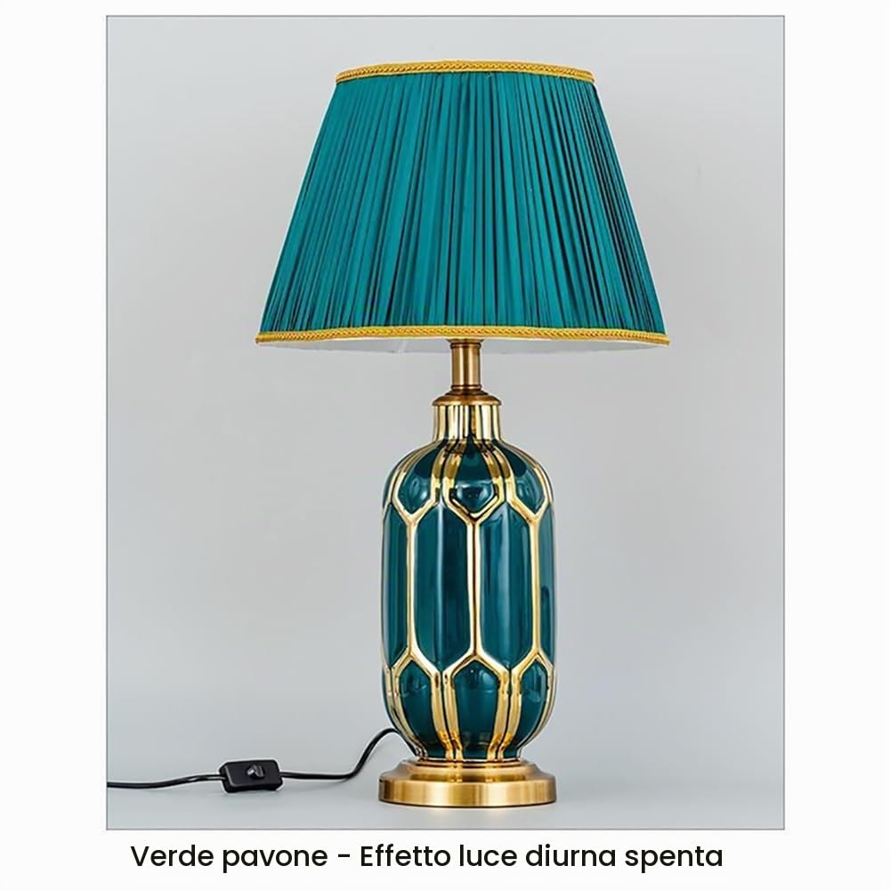 Lampada da tavolo in ceramica americana a LED Arte moderna di lusso Soggiorno Villa Hotel Studio Camera da letto Comodino Scrivania Luce (Stile 1)