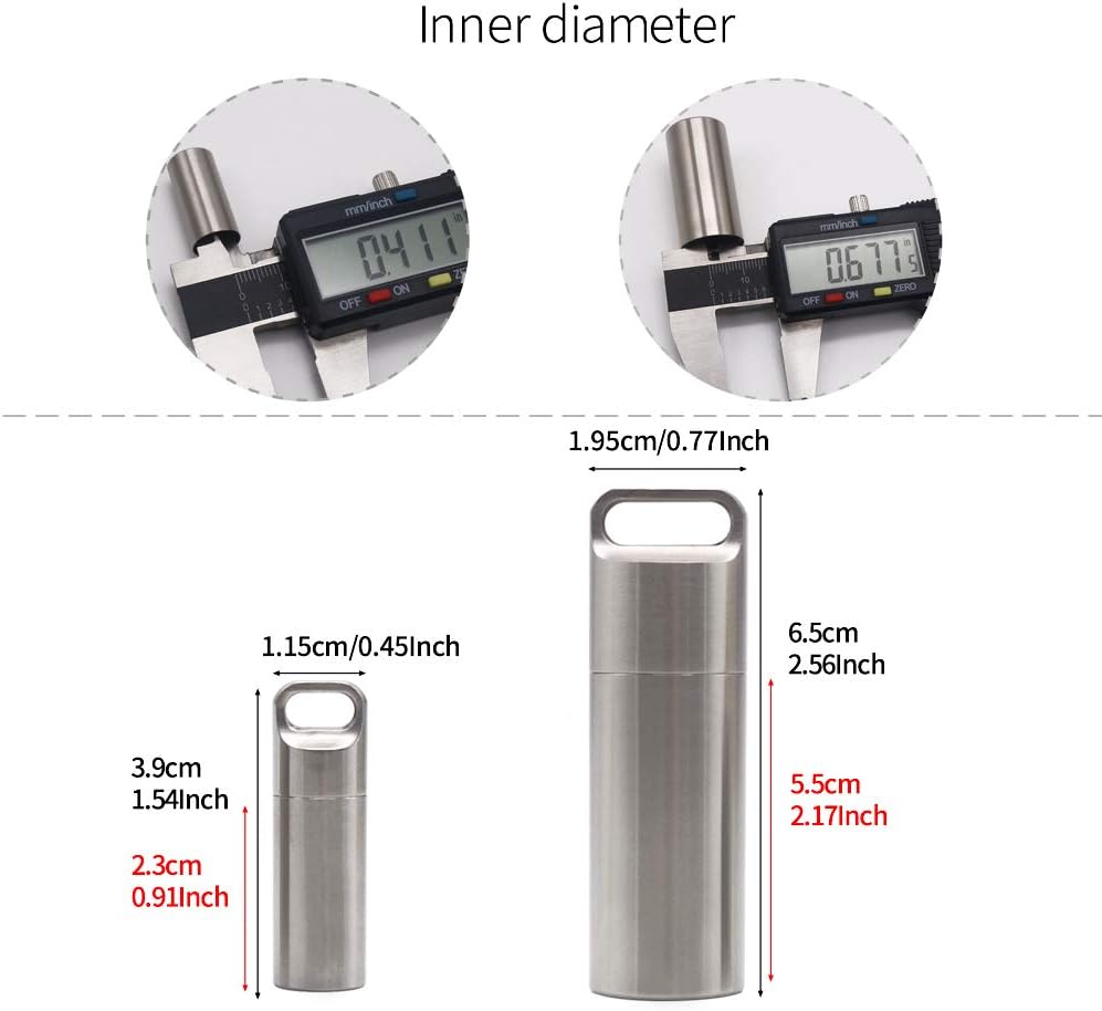 HRX Package Waterproof Stainless Steel Pill Case Keychain, Durable Small Pill Box Bottle Holder Tough for Men Purse Pocket Outdoor EDC Tool Kit