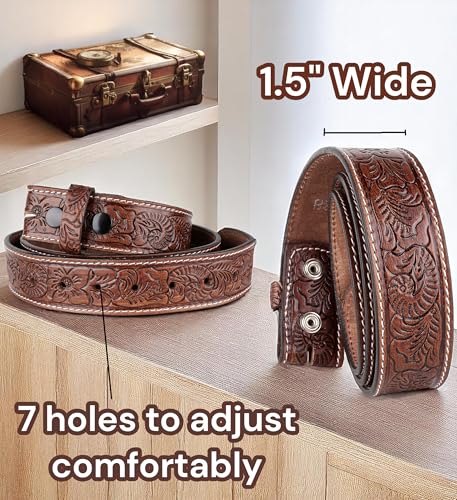 Image of F&L CLASSIC Western Belt without buckle for men - Full Grain Leather Cowboy Belts for jeans - One Piece Leather strap belt