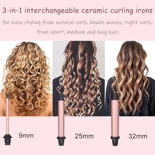 Boucleur à cheveux 3 en 1 multifonction interchangeable 9-32mm écran LCD - 2