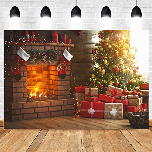 Cheminée Christmas de Noël Toile de Noël Thème de Noël Photographie de détail Vintage Photo Studio Studio Produits Parti Banner Fournitures *, (Color : C54, Size : Vinyl 300x200cm) Cover