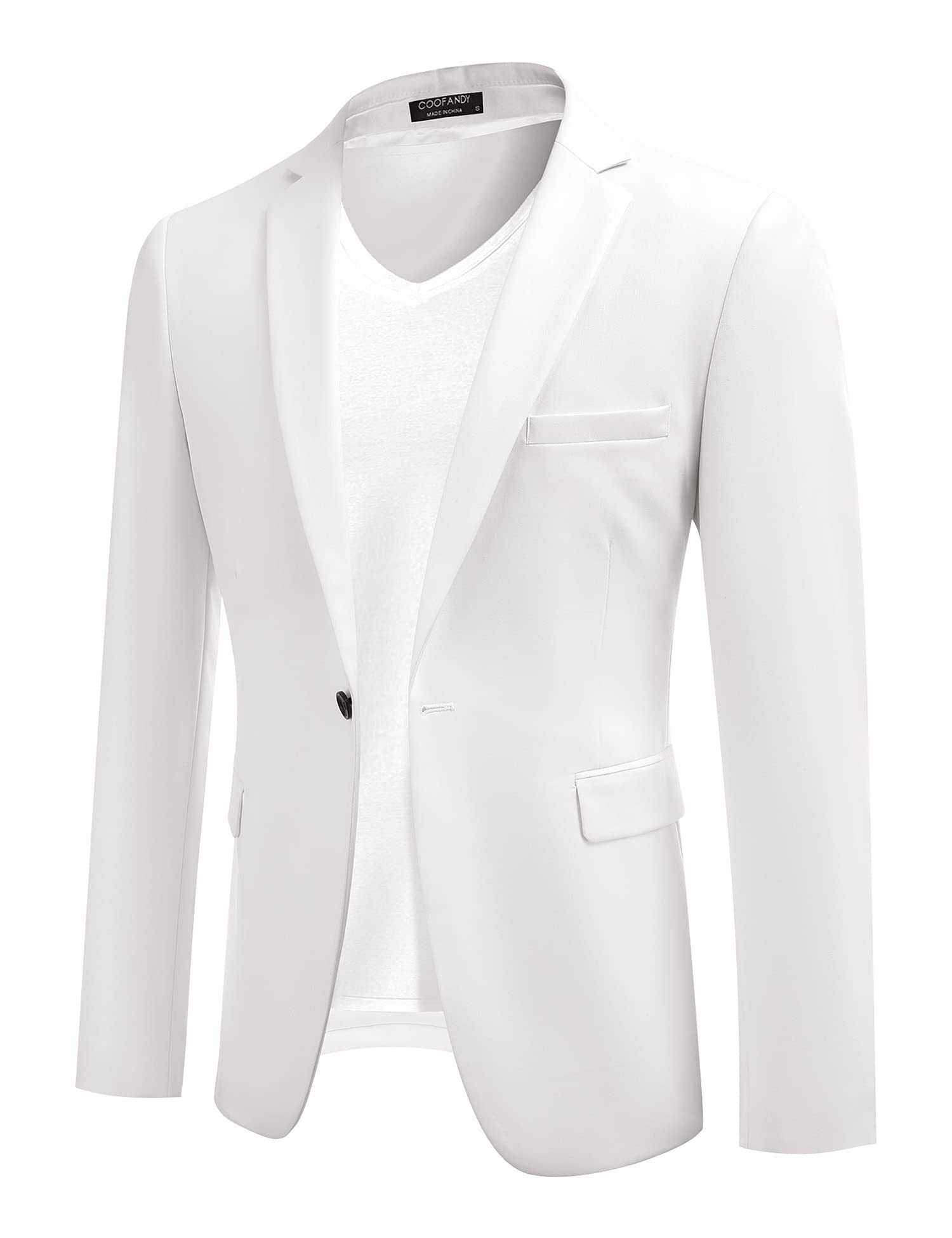 COOFANDY Chaqueta de traje para hombre, deportiva, informal, 1 botón, monocolor, corte regular