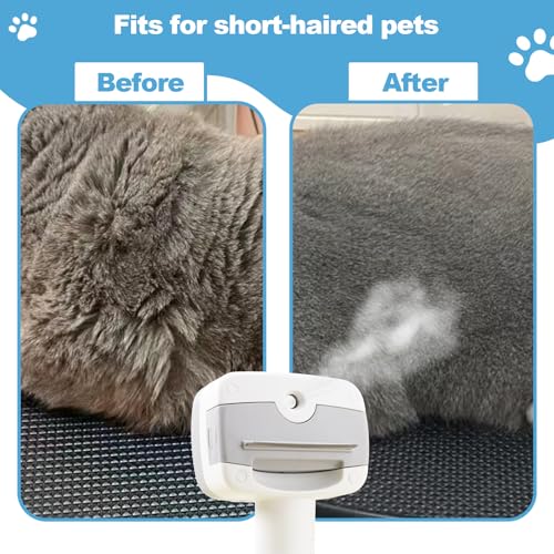 Image of 5 in 1 Pet Steam Brush for Dogs & Cats - Self Cleaning, 3 Pet Brush for Smoothing, Dematting, Thinning - Shedding, Grooming & Hair Removal, Includes Shampoo & Storage Case (7.4 inch-deshedding)