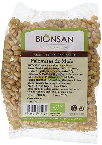 Bionsan Maiz Ecológico para Palomitas | 4 Bolsas de 500gr | Total 2000 gr Cover