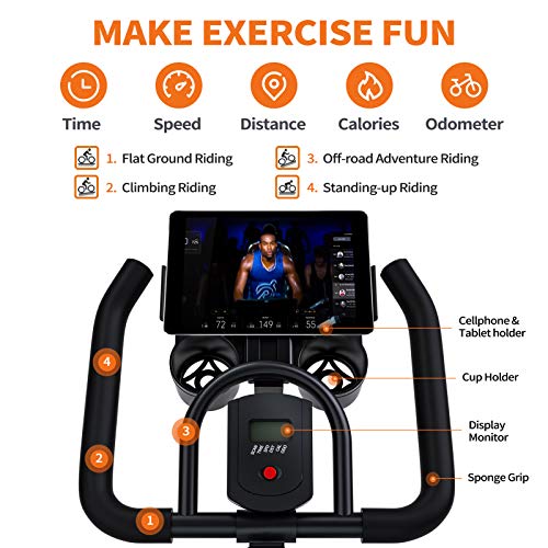 SND Magnetic Resistance Whisper Quiet Indoor Cycling Bike Stationary -Cycle Bike with Tablet Holder&Comfortable Seat Cushion