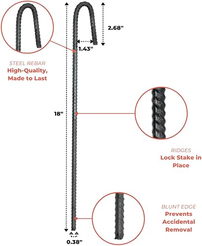 Miniatura 2 de Deerbusters Estacas de tierra de 18 pulgadas, gancho en J resistente (paquete de 100)