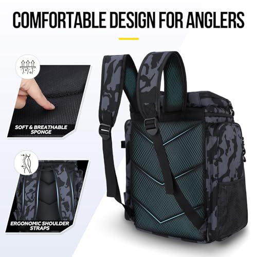PLUSINNO Fishing Tackle Backpack with Rod Holders,42L Water-resistant Fishing Bag Store Fishing Gear, Fisher Gifts For Men. - image 8