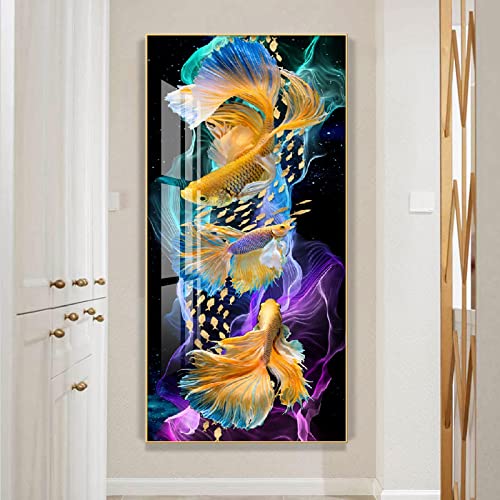 Toile koi poisson de chance pour décoration salon asiatique moderne