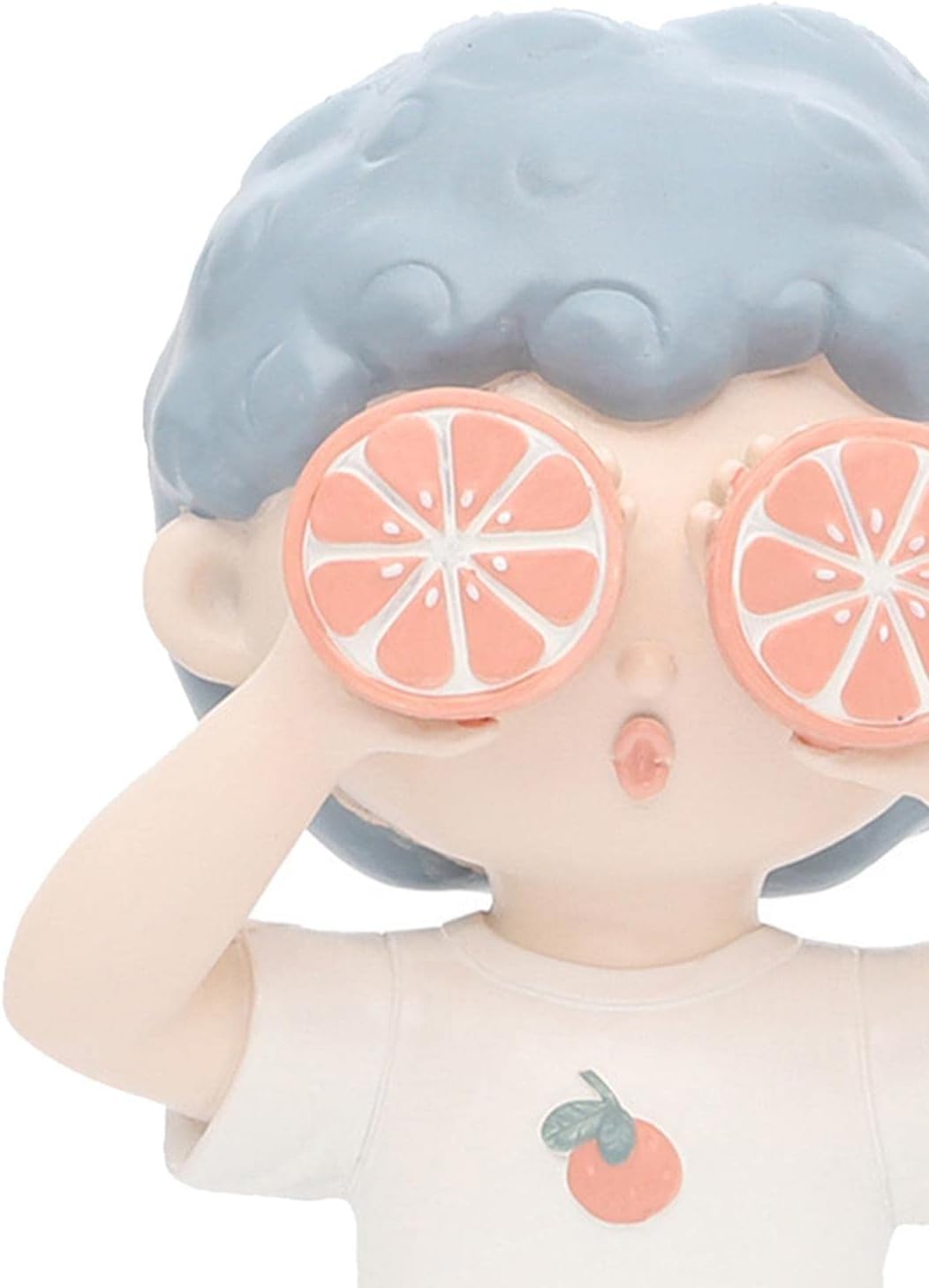 WINTI Cute Girl Boy Sculpture Cartoon Statue Figure Bedroom Office Decoration Grapefruit Boy