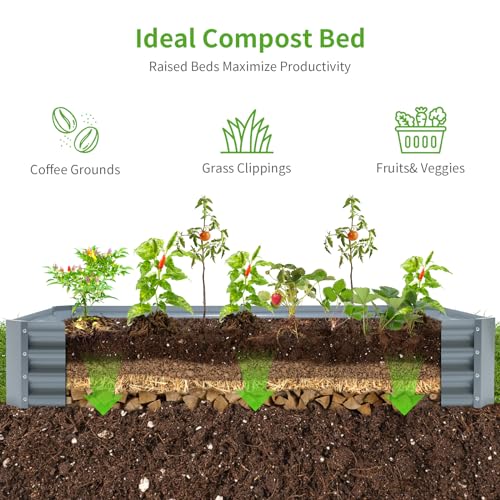 image for Land Guard 6×3×1ft Galvanized Raised Garden Bed Kit for Vegetables, 