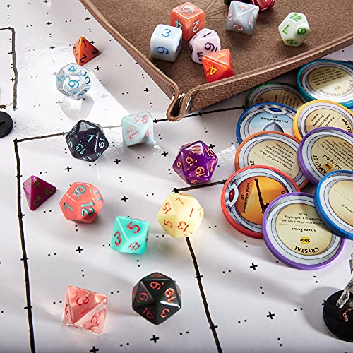 Wiz Dice Bag Of Splendor - 140 Polyhedral Dice In 20 Sets - Complete Collection Of Series Iv Dice In Embroidered Dice Bag - Ttrpg Role-Playing Bulk Tabletop Rpg Gaming Accessories - D20 D6 D4 #TOP4