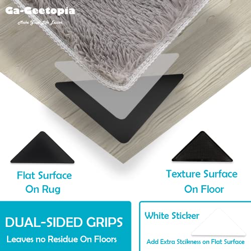 Ga-Geetopia Rug Pads Grippers, 4 Pack Non Slip Rug Stickers For Hardwood Floors And Tiles, Reusable And Washable Rug Tape For Area Rugs, Make Corner Flat And Easily Peel Off #TOP3