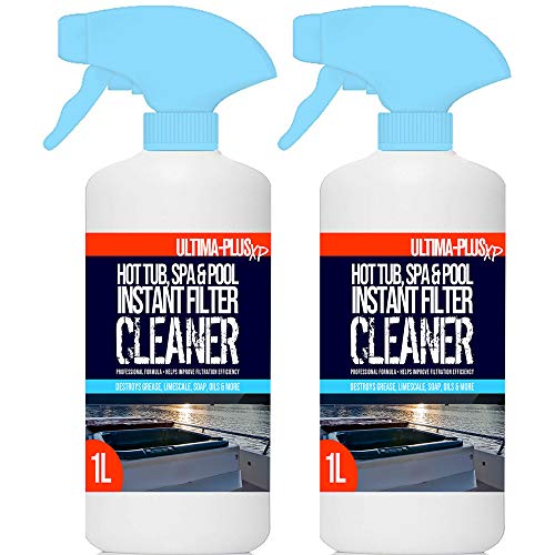 ULTIMA-PLUS XP Hot Tub, Spa & Pool Instant Filter Cleaner - Removes Grease, Limescale, Soap, Oils & More - Suitable for all Hot Tubs, Pools & Spas (2 Litres)
