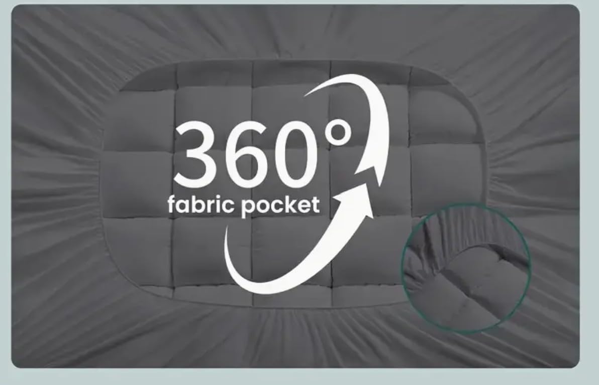 USACA Queen Mattress Topper Extra Thick – 1000 GSM Fluffy Pillow Top Mattress Pad for Back Pain Relief, Soft Cooling Mattress Cover with Deep Pocket 8-21 Inch, Machine Washable