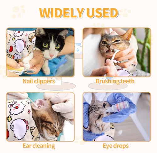 Image of Gosknor Cat Restraint for Nail Clipping, 21.7x21.7in Self-Adherent Soft Cat Grooming Wrap Adjustable Pet Swaddle Wrap for Prevent from Escaping Scratching Biting