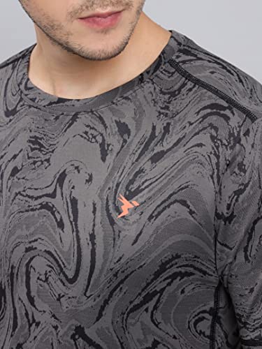 Image of TECHNOSPORT Men Polyester Regular Fit Half Sleeve Jacquard T-Shirt with Double Cool, Quick Dry & Anti Microbial for Sports, Running & Casual Use