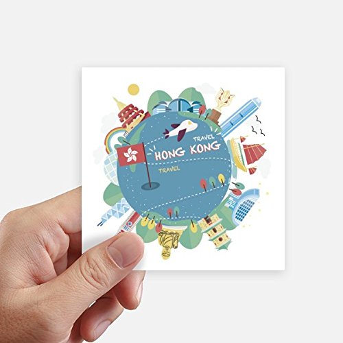 Autocollants J'aime Hong Kong DIYthinker 8Pcs 10x10cm carrés multicolor