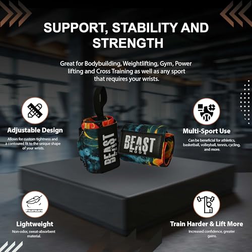 Image of STEIGEN FITNESS ULTIMATE FIRE PRINT Wrist Support Wraps,Wrist Bands For Exercise,Wrist Straps For Gym (FIRE)
