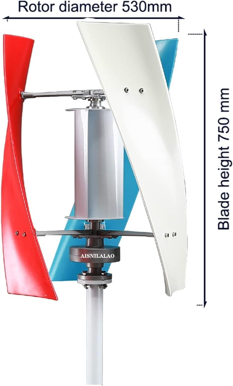 Turbina Eolica Verticale Da 10000 W - Generatore Eolico A 3 Pale Helix Da 110 V/220 V Con Controller, Kit Generatore Eolico Per Applicazioni Marine, Camper, Casa E Industriali. 12v