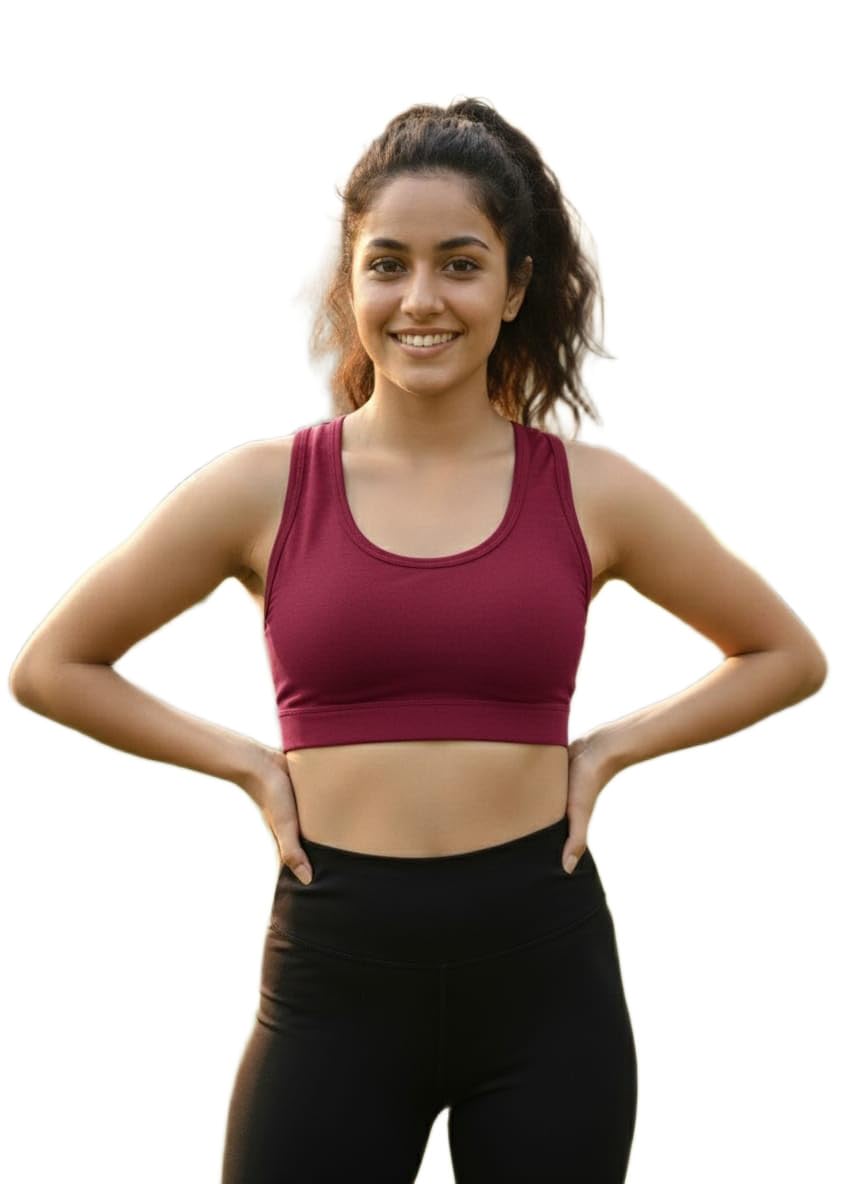 Women's Non Padded Non Wired Racer Back Sports Bra for Gym, Cardio, Zumba and Yoga Everyday Active Wear for Girls SB_Lycra-P1-image-34