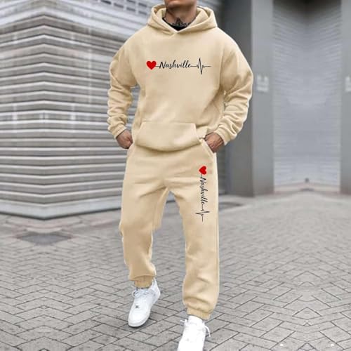 Ensemble homme sweat à capuche et jogging imprimé coupe ajustée XXL kaki - 3