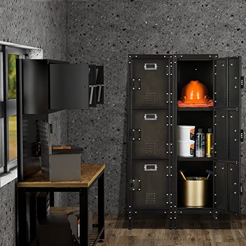 Anxxsu Metal Storage Locker, Lockable Employees Metal Locker With 3 Doors, 47.3" Height Steel Locker With Adjustable Feet For Home, School, Office, Gym (Retro) #TOP6