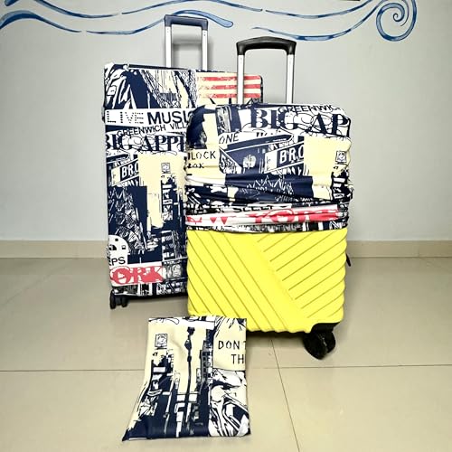 Image of Printed Luggage Cover for Traveling Bag & Suitcase - Stretchable & Scratchproof Trolley Protector with Velcro Lock & Lightweight Washable Material(Suitcase Bag Not Included, Only Cover in Product)