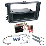 Einbaugrösse 1-DIN Carmedio VW Touran ab 03 1-DIN Autoradio Einbauset in original Plug&Play Qualität mit Antennenadapter Radioanschlusskabel Zubehör und Radioblende Einbaurahmen schwarz