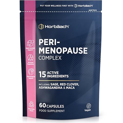 Perimenopausia Suplemento | con Maca, Trebol Rojo, Extracto de Salvia, Ashwagandha y más! | 60 Cápsulas Veganas | Horbaach