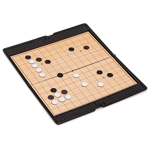 Yellow Mountain Imports Portable Magnetic 13x13 Travel Go Game Set Board (7.9 x 6.7-Inch) with Single Convex Stones