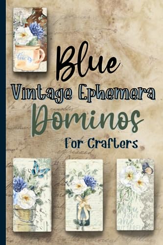 Blue Vintage Ephemera Dominos For Crafters: Rectangle Pendant Art Collage Sheets image 2