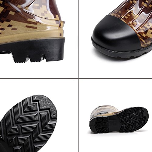 Man Knee High Rubber Rainboots Camo Waterproof Rubber Boots for Garden Man Rain Footwear Size4