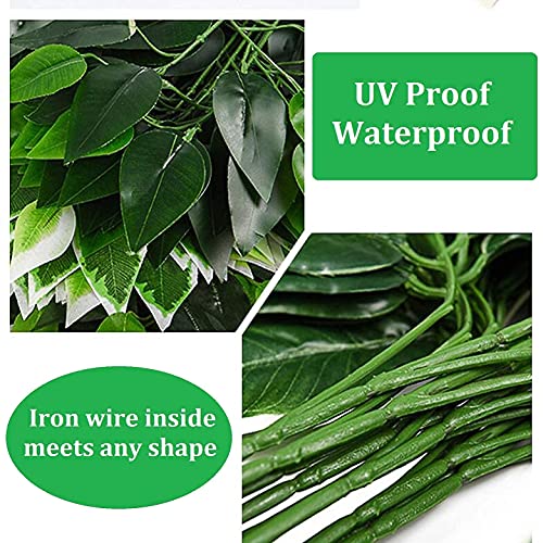 Funornam 12Pcs Artificial Ficus Leaves Tree Branches, Faux Greenery Diy Wreath Wedding Arch Plant Sprays For Home Porch Décor(Green) #TOP1