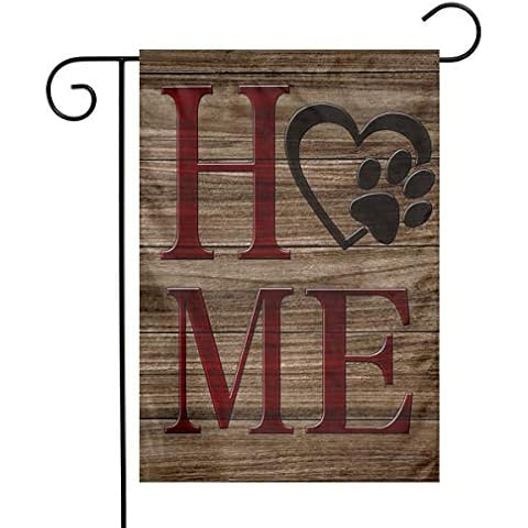 YANGHOME Teal Wooden Dog Paw Print Love Heart Monogram Burlap Garden Porch Lawn Flag Farmhouse Decorations Mailbox Decor Welcome Sign 12x18 Inch (White2) Cover