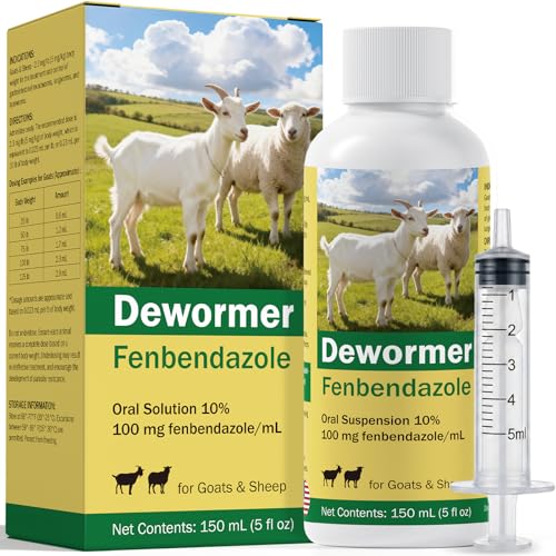 Besgiful Dewormer for Goats and Sheep with Fenbendazole Liquid Dewormer for Roundworms Lungworms Tapeworms & More 150ml
