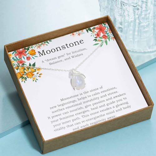 Sterling Silver Moonstone Necklace, New Beginnings, Inspirational Gifts for Women, Moonstone Jewelry, Best Friend Birthday Gift ideas3