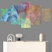 SIGNWIN 5 Panel Canvas Wall Art Abstract Colorful Decorative Elements Modern Artwork for Home Decorations Ready to Hang - 60