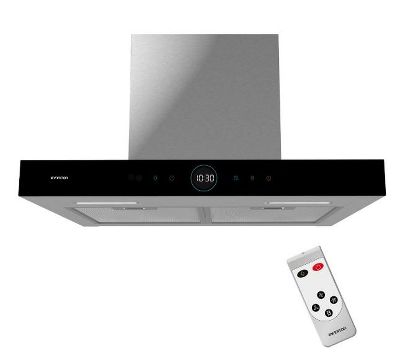 INFINITON Campana Extractora CMPT-A60I, 800 m3/h de extracción, Ancho 60 cm, Diseño en T invertida, Touch Panel,4 Niveles de potencia de succión, Función Lampara, A, Inox