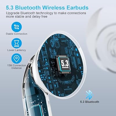Wireless Earbuds for iPhone, 5.3 Bluetooth Headphones for Apple Earbuds Wireless, ENC Noise Cancelling 40Hrs Playback in Ear Air Buds Pods HiFi Bass for iPhone 17 16 15/iPad/PC/Laptop/Switch/White