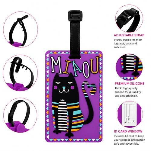 Image of Storite Pack of 2 Luggage Tags with Black Silicon Strap (Multicolor)