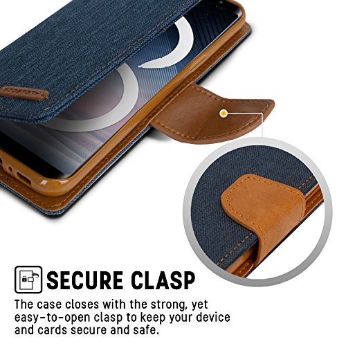 Goospery Canvas Wallet For Samsung Galaxy Note 8 Case (2017) Denim Stand Flip Cover - Navy #TOP2
