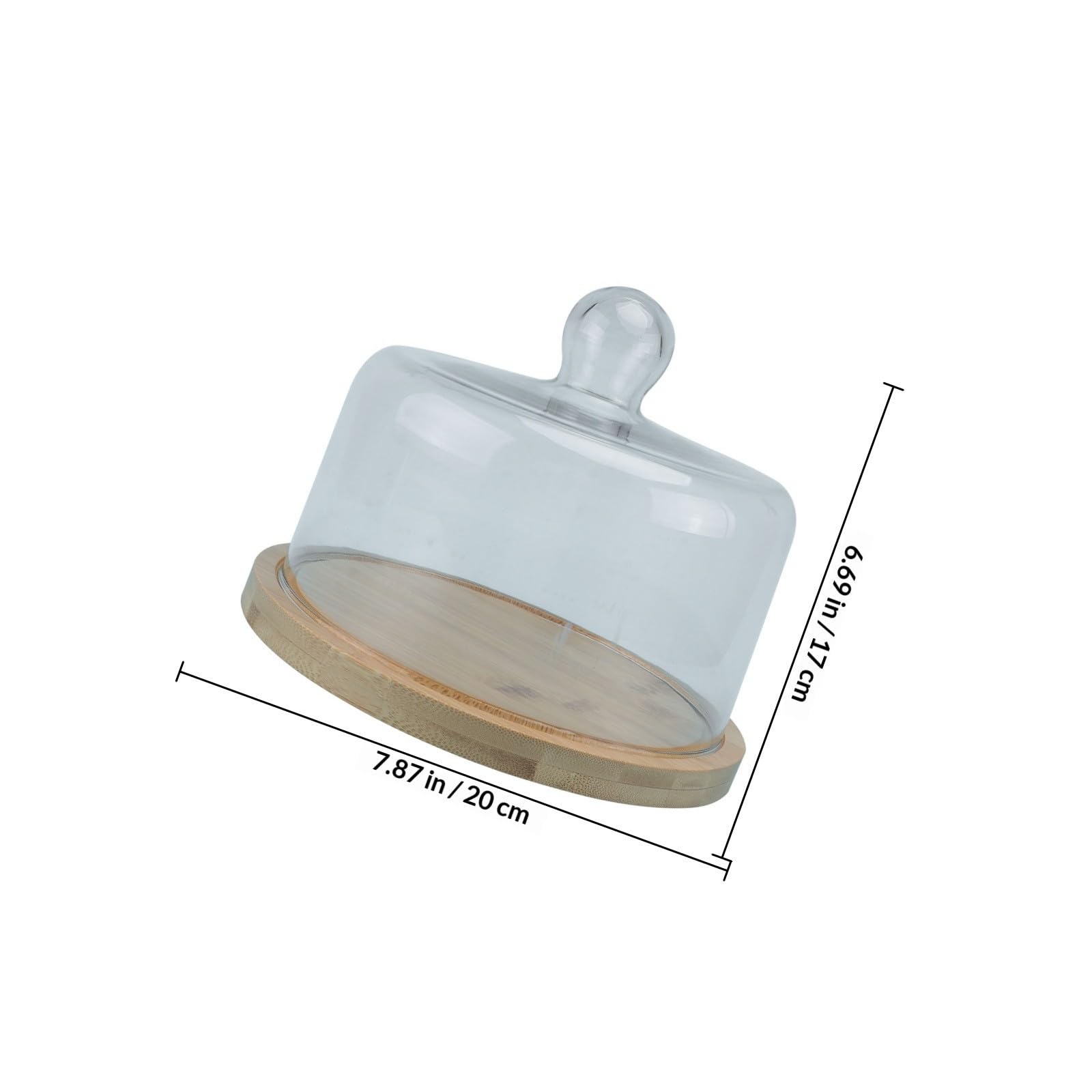 Plateau à Gâteau Tournant en Bois avec Couvercle en Verre Transparent, Plateau Alimentaire Polyvalent et Poignée Arrondie pour Présentation de Desserts